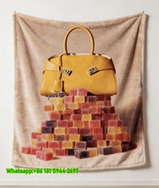 Hermes Yellow Designer Handbag & Gummy Candy Flannel Throw Blanket IMG_5330
